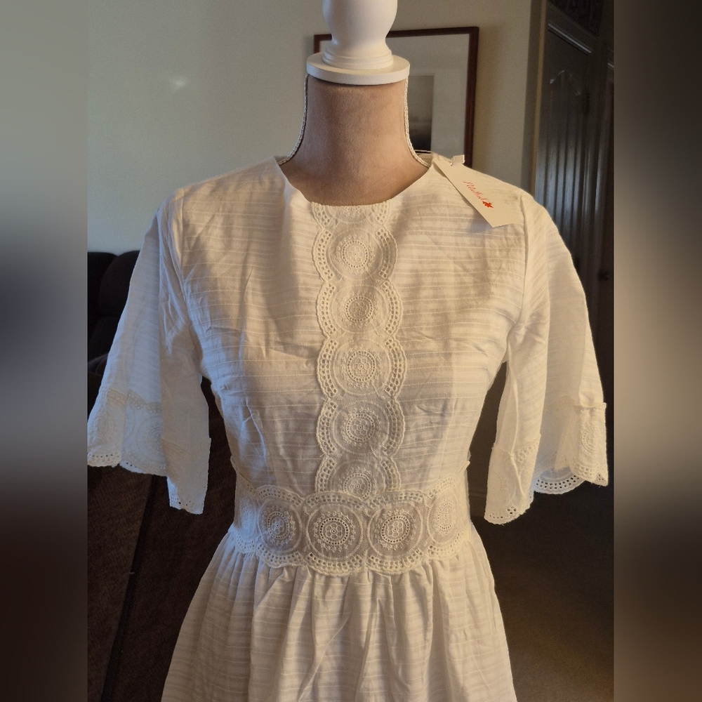 NEW Lot Of 2 Petal Lush Dress Size Small, White And Ivory Embroidered - Picture 8 of 13